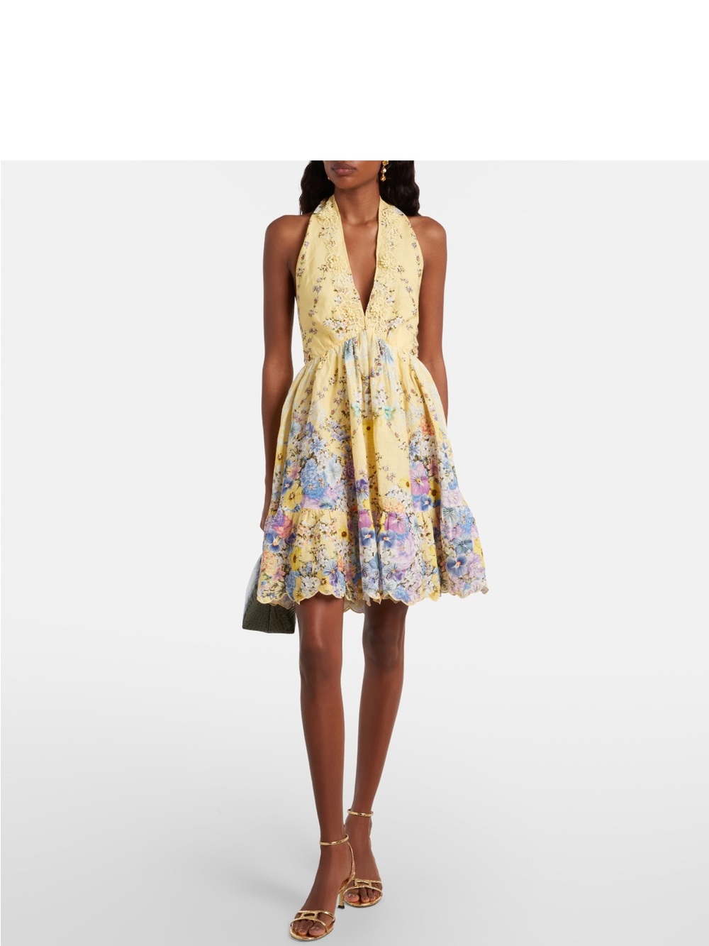 CAMILLA
Embellished floral halterneck linen minidress - Picture 2 of 10
